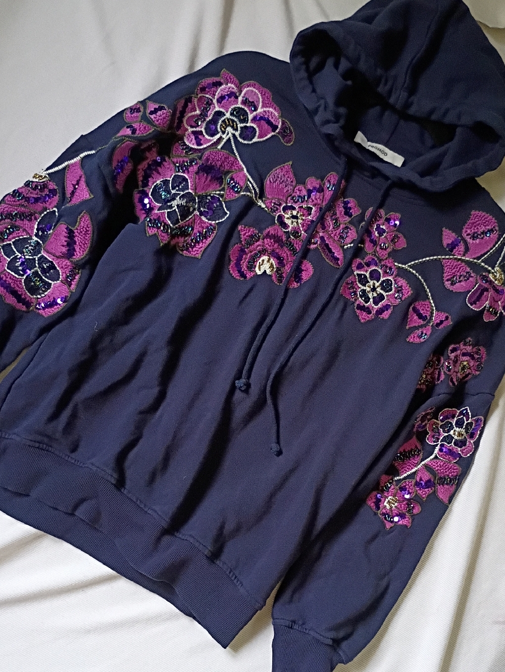 ProMod Embroidered Floral Hooded Sweatshirt - Picture 6 of 8